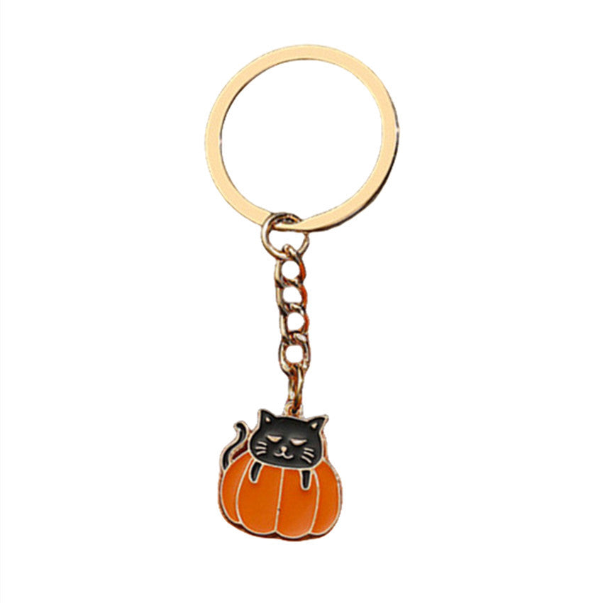 Wholesale of New Halloween Pumpkin Bat Alloy Keychains